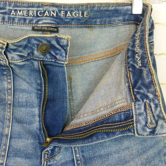 American Eagle AE Next Level Super High-Waisted Flare Jean Women 6 Short Utility - Picture 7 of 16